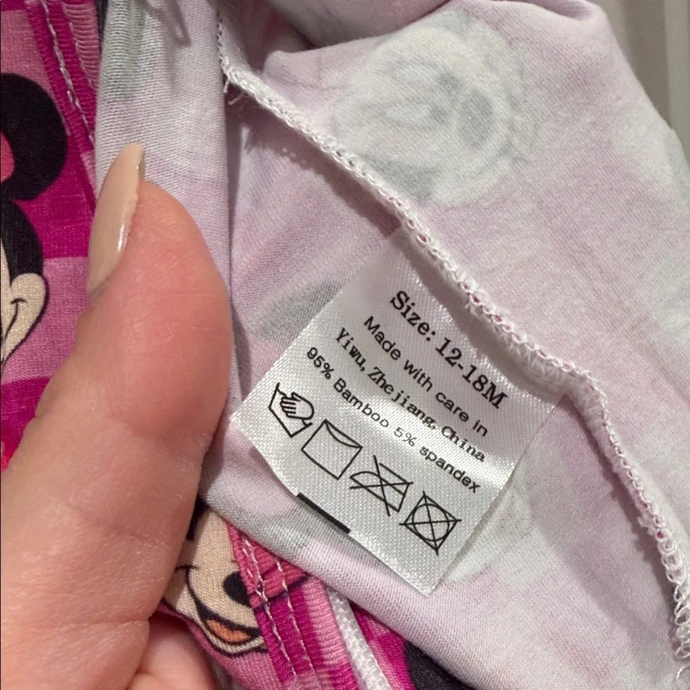 Pink Minnie Checkered Girls One Piece 12-18 months NWT
